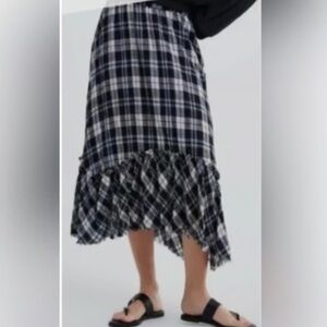 Zara Plaid midi skirt